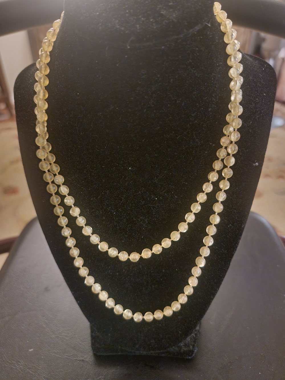 Vintage Pale Yellow Double-Strand Beaded Necklace
